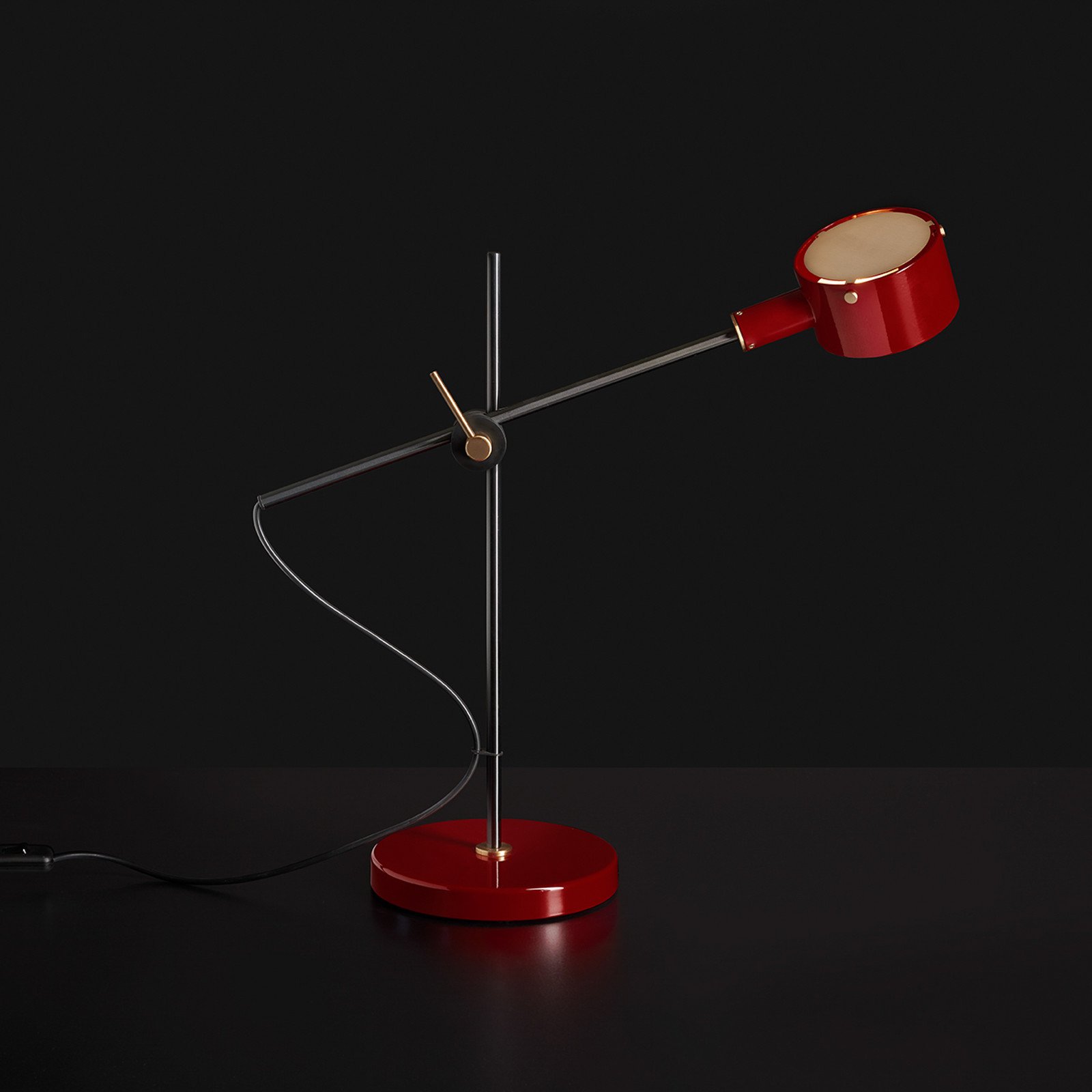 Oluce G.O. 252 Lampă de masă cu LED roșu stacojiu - Camera de zi / sufragerie - design - scarlet - Metal