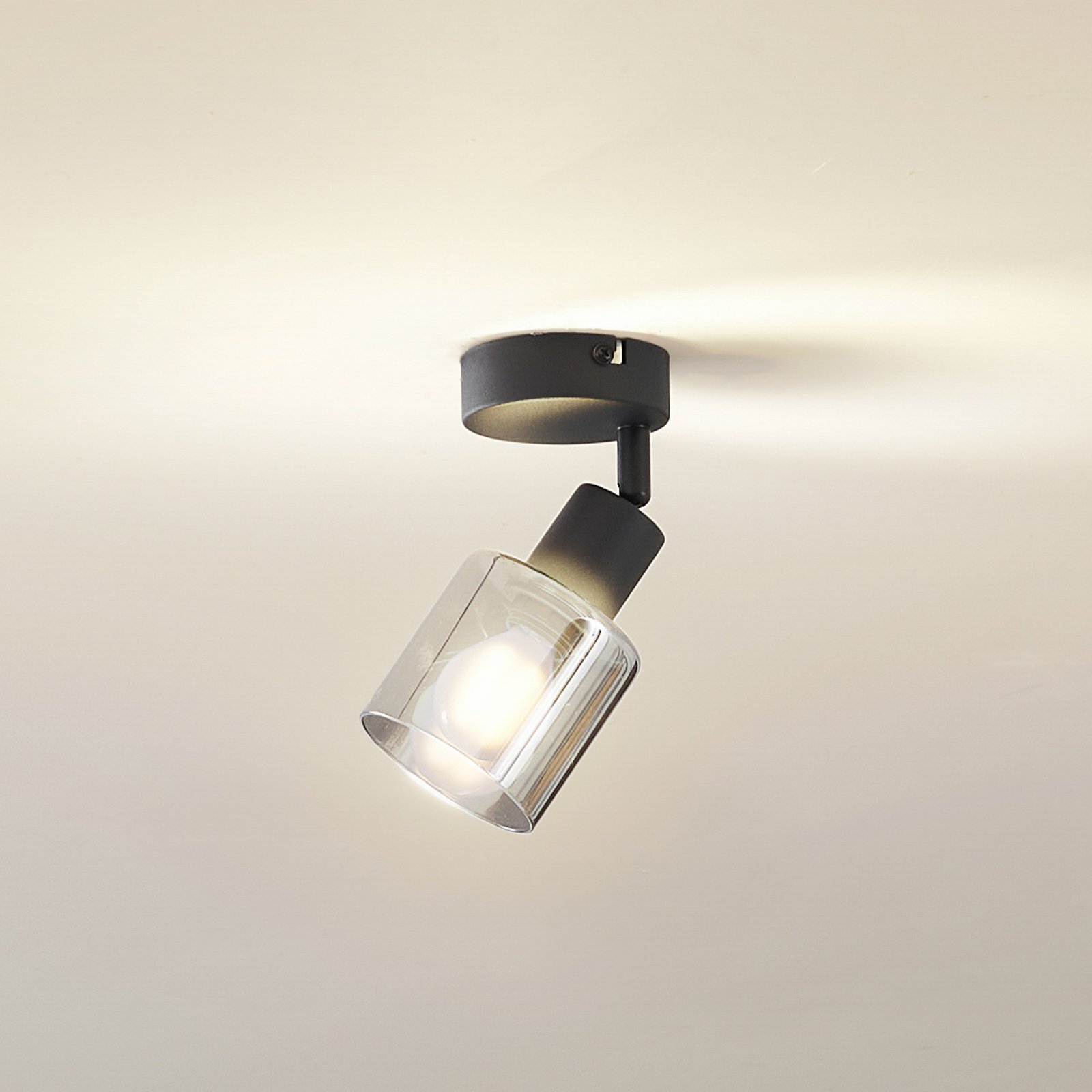 Lindby plafondlamp Netty, 1-lamp, grijs, glas