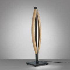 Stolná LED lampa Quitani Kiera, dub/čierny mat