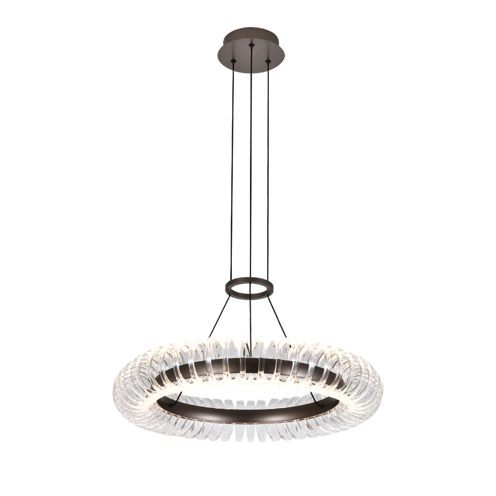 LED-riippuvalaisin Alba, harjattu harmaa/kirkas, Ø 60 cm, metalli/akryyli