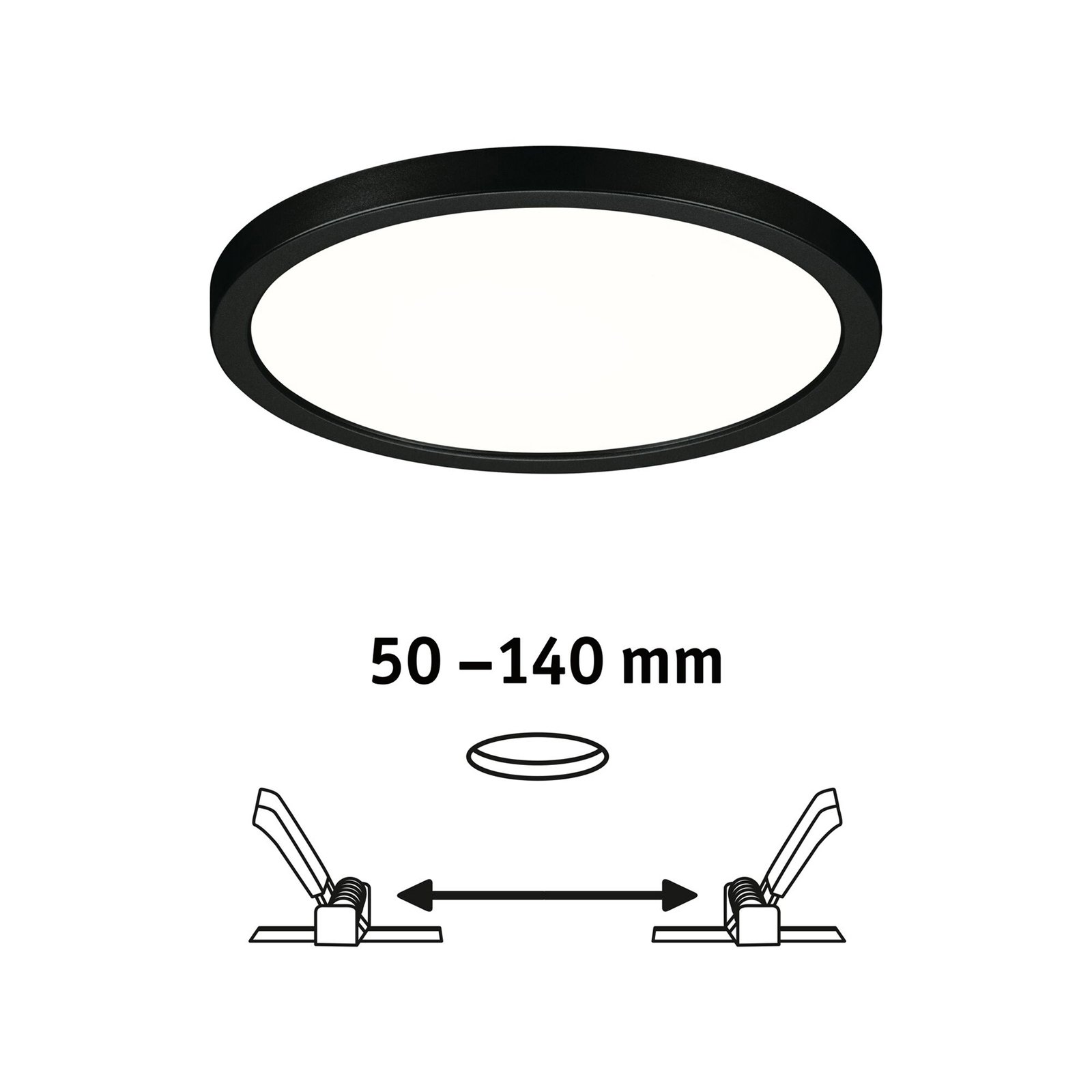 Paulmann Areo LED-paneeli pyöreä musta 4000K Ø17.5cm