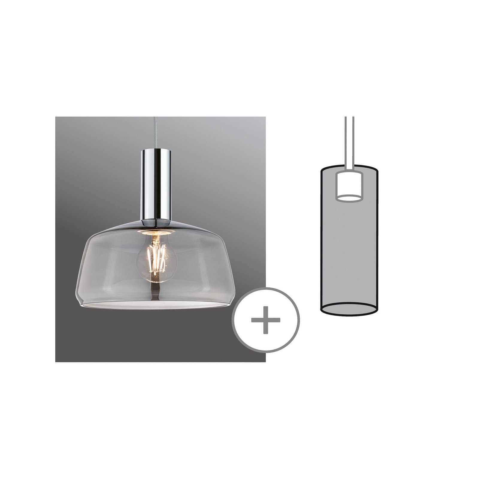Paulmann URail-lampenkap Neila 2Easy, Ø 23 cm, rookglas