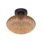 Lámpara de techo Bloeba, Ø 30 cm, negro/ámbar, cristal