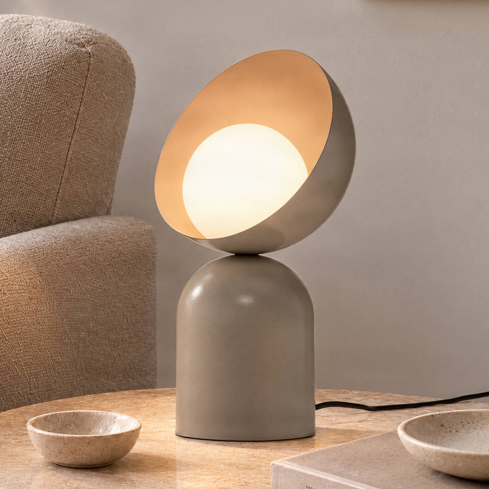 Lampa stołowa Boto LN1, szara, stal/szkło, wysokość 31 cm, G9
