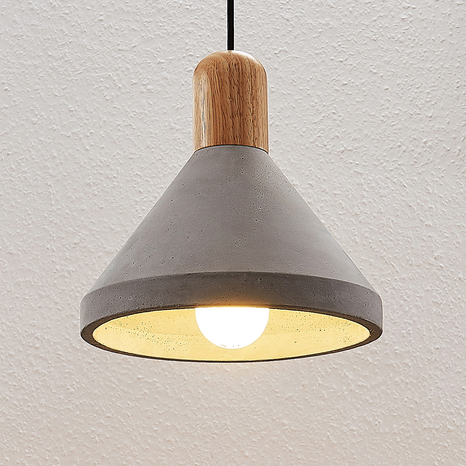 wood concrete pendant light