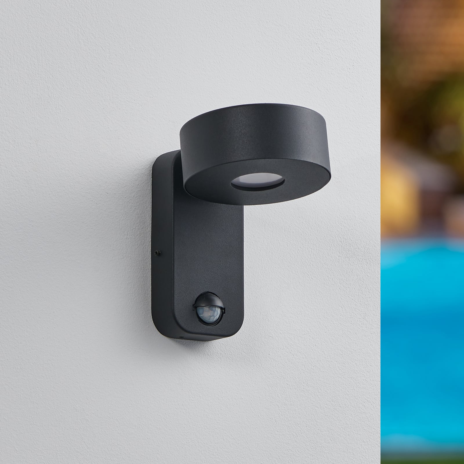 Palosco LED vanjska zidna svjetiljka, crna, visina 17 cm, metalna, senzor