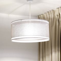 Lampada a sospensione Duo Den Light, grigio argento, Ø 50 cm, lino, PVC