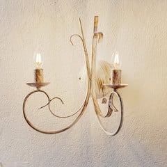 Aplique de pared Pompei, 2 luces, blanco antiguo