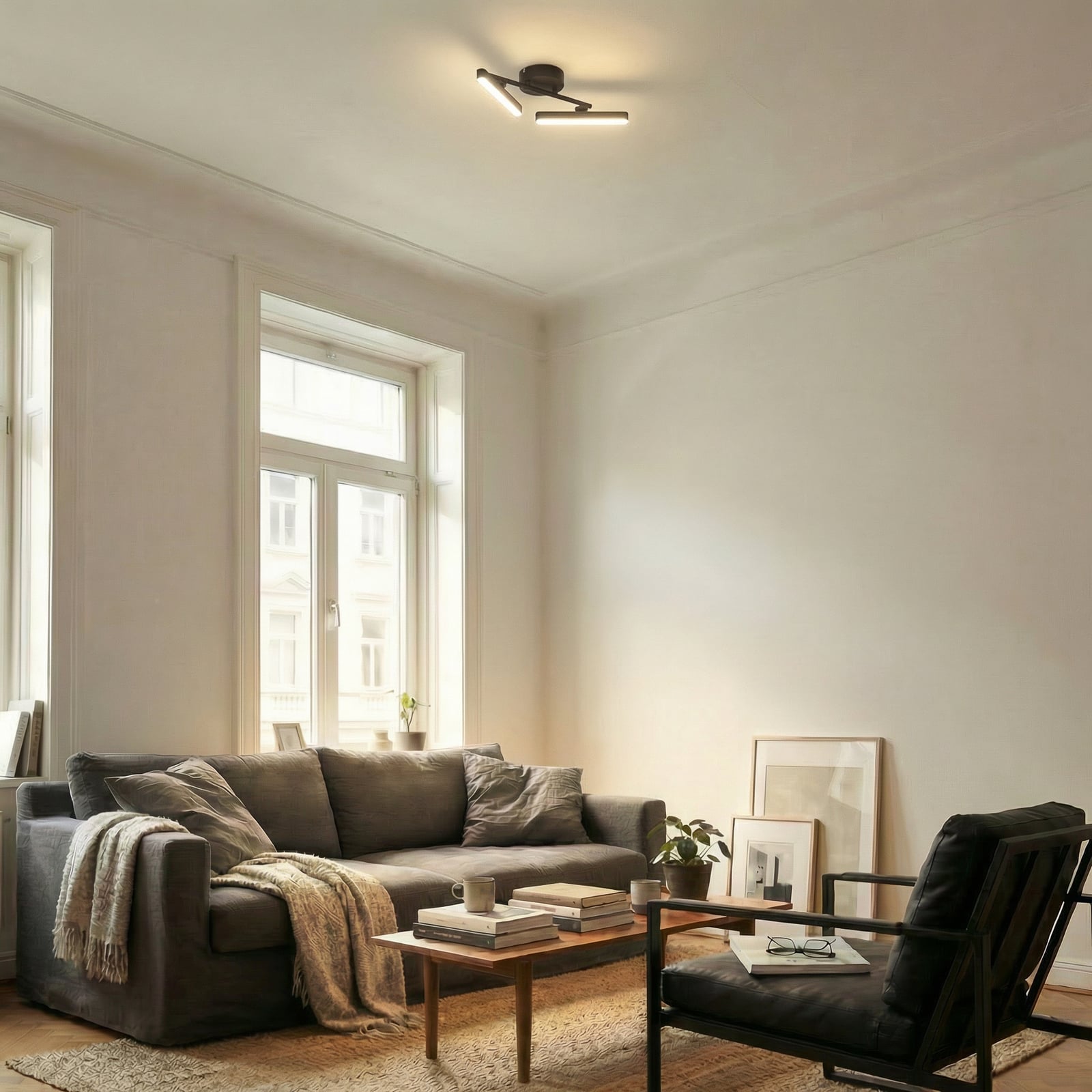 Lindby LED-Deckenleuchte Eldrin, 2-flg., schwarz,Lichtleiste Lindby LED-Deckenleuchte Eldrin, 2-flg., schwarz,Lichtleiste