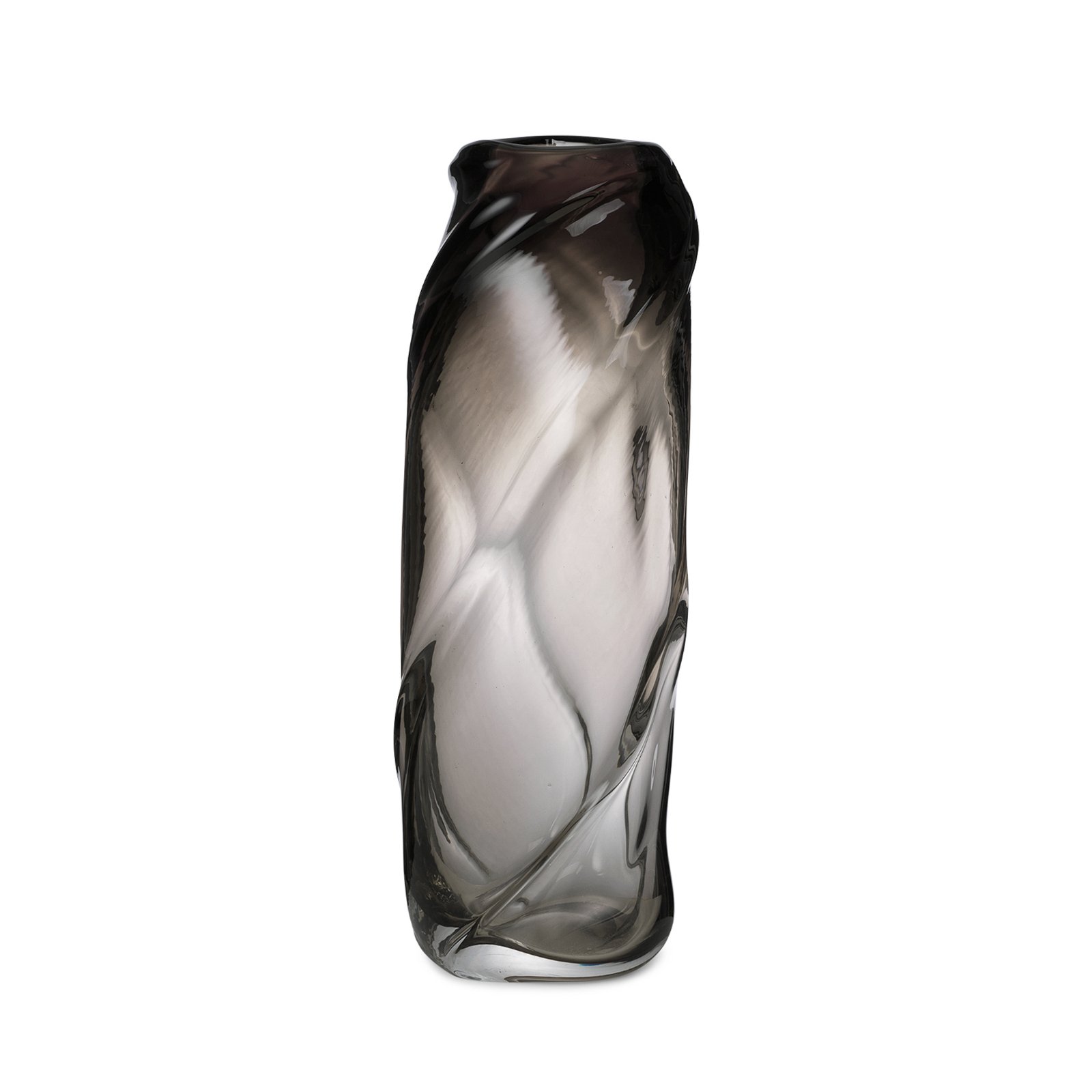 ferm LIVING Váza Water Swirl Tall, šedá, výška 47 cm, sklo