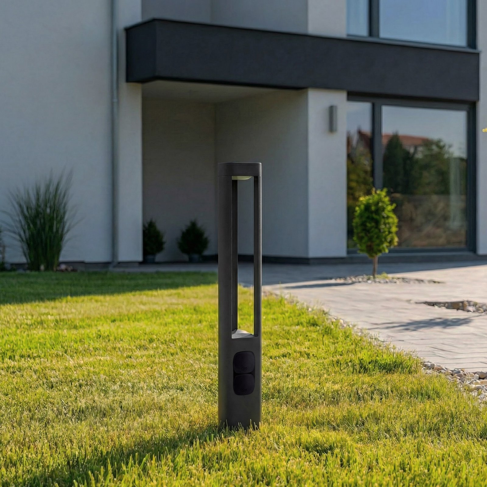 Pirron LED tuinpadverlichting, stopcontact, hoogte 80 cm, IP54 - Lucande Pirron LED tuinpadverlichting, stopcontact, hoogte 80 cm, IP54 - Lucande
