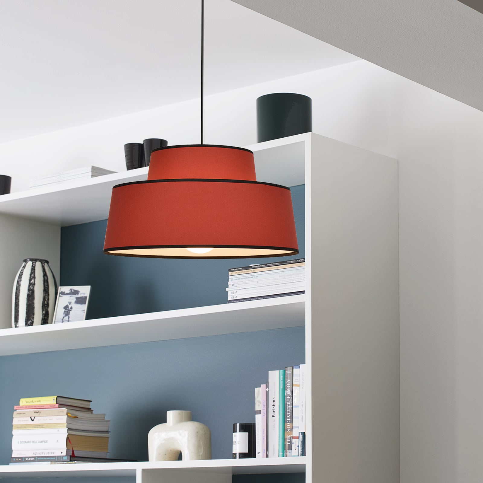 Pakabinamas šviestuvas „Mallorca“, terakota, Ø 38 cm, medvilnė