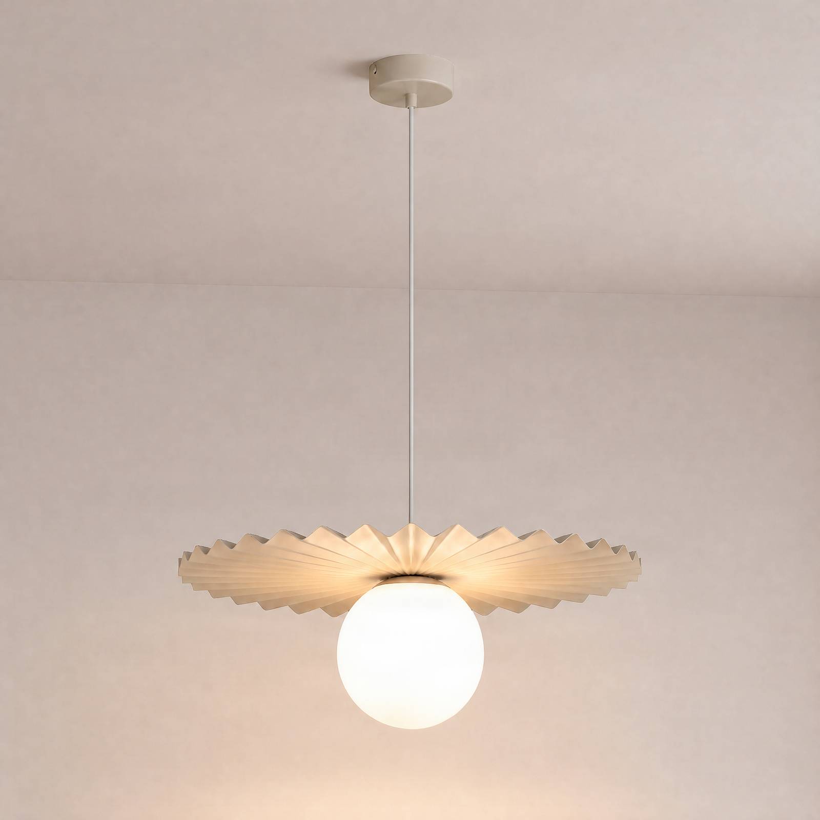 Lampa wisząca Fiore, szaro-beżowa, Ø 40 cm, szkło