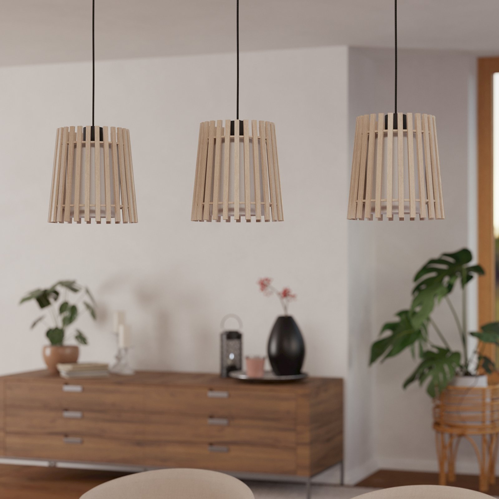 Hengelampe Fattoria doble skjermer, 3 lyskilder