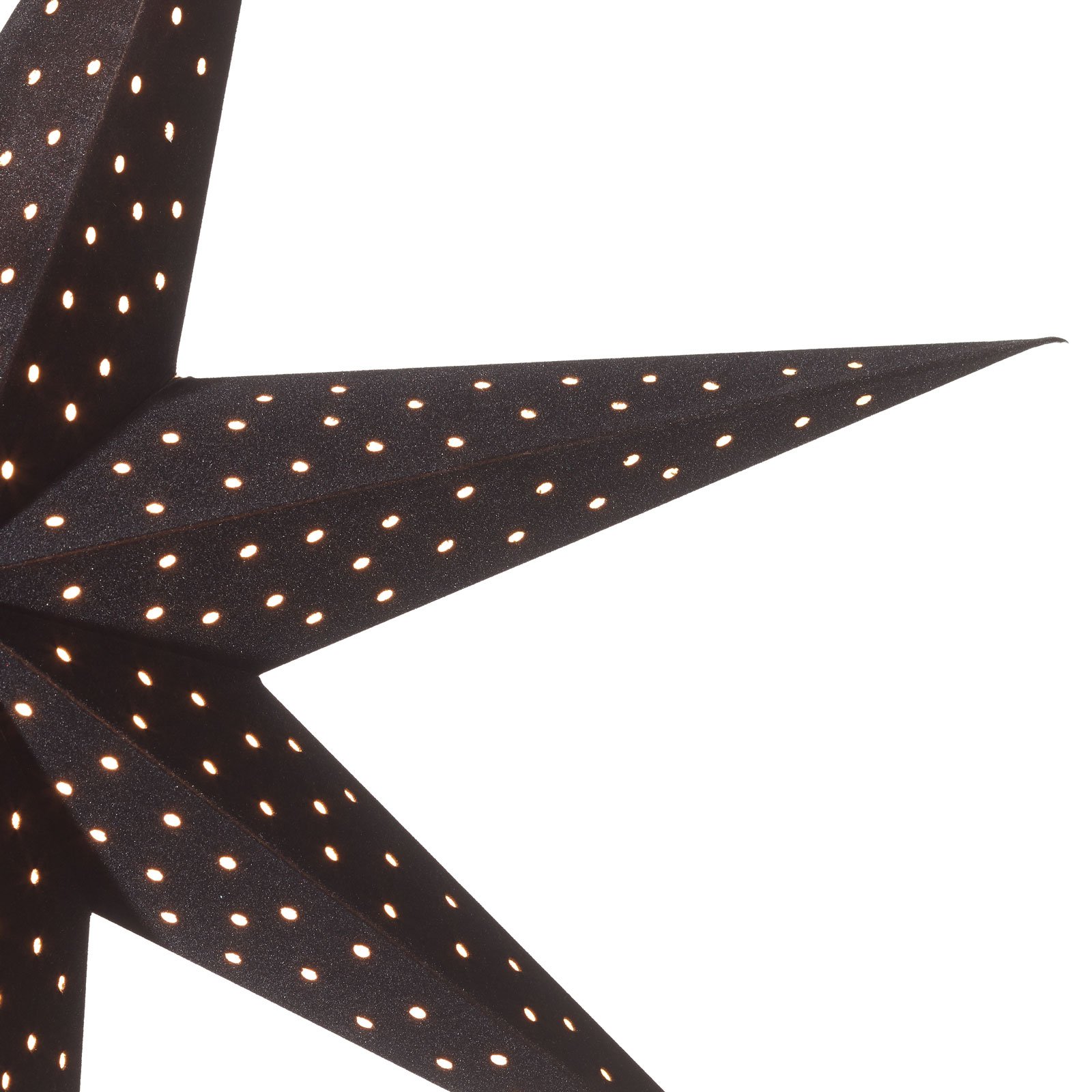 Clara em forma de estrela para pendurar, aspeto de veludo Ø 75 cm, preto