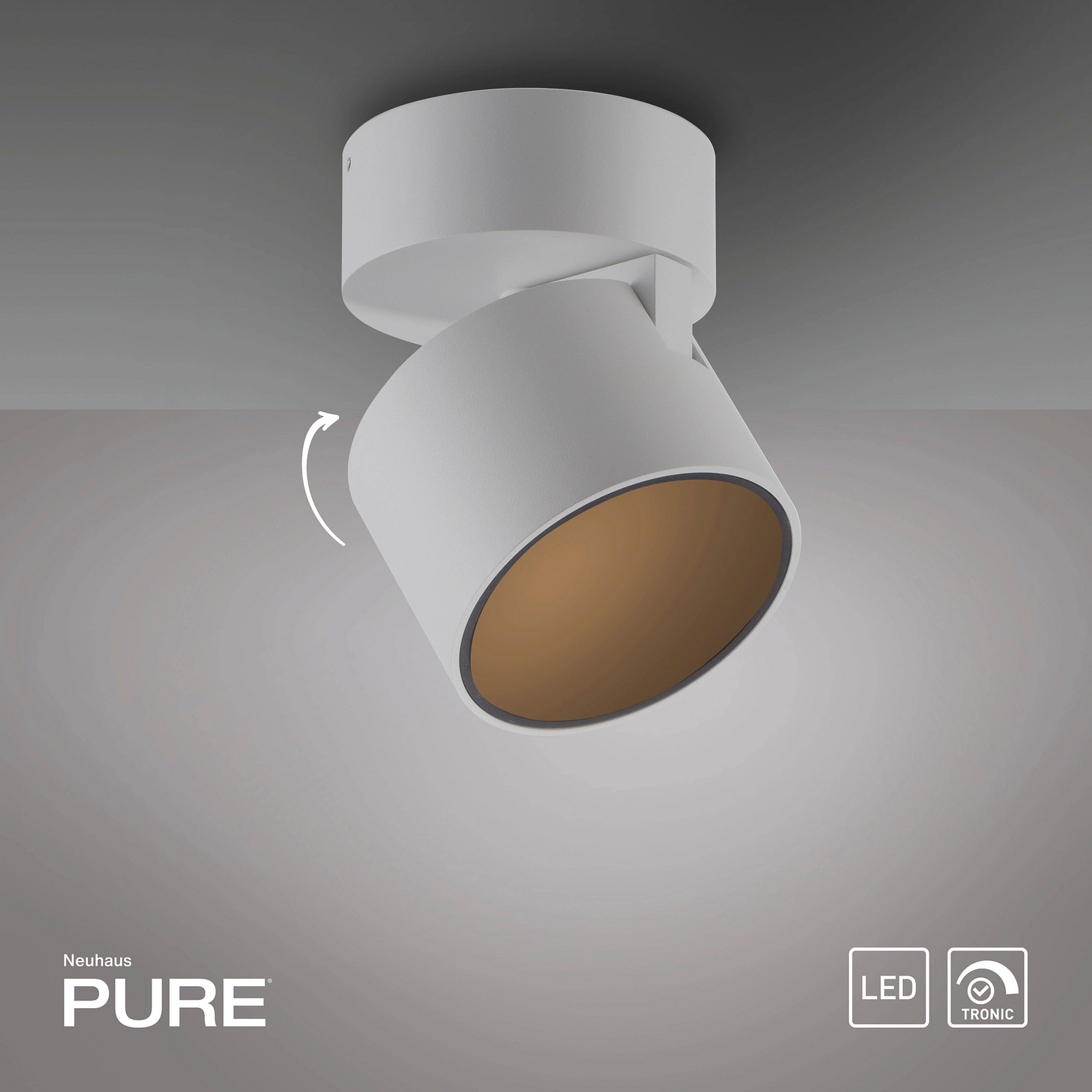 PURE LED тавански спот Cup, бял, Ø 9,5 cm, метал