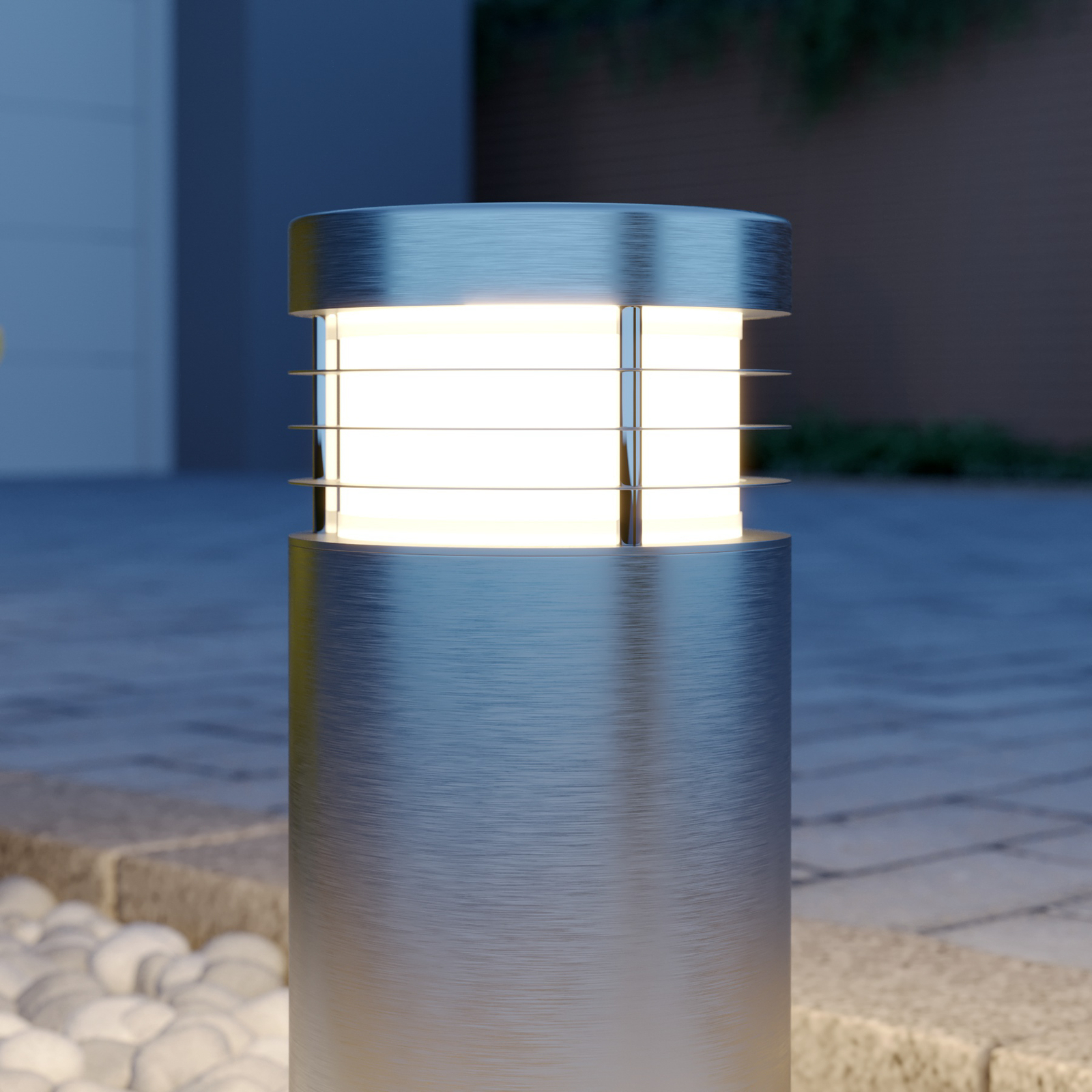 Stainless steel pillar lamp Caramia, seawater res.