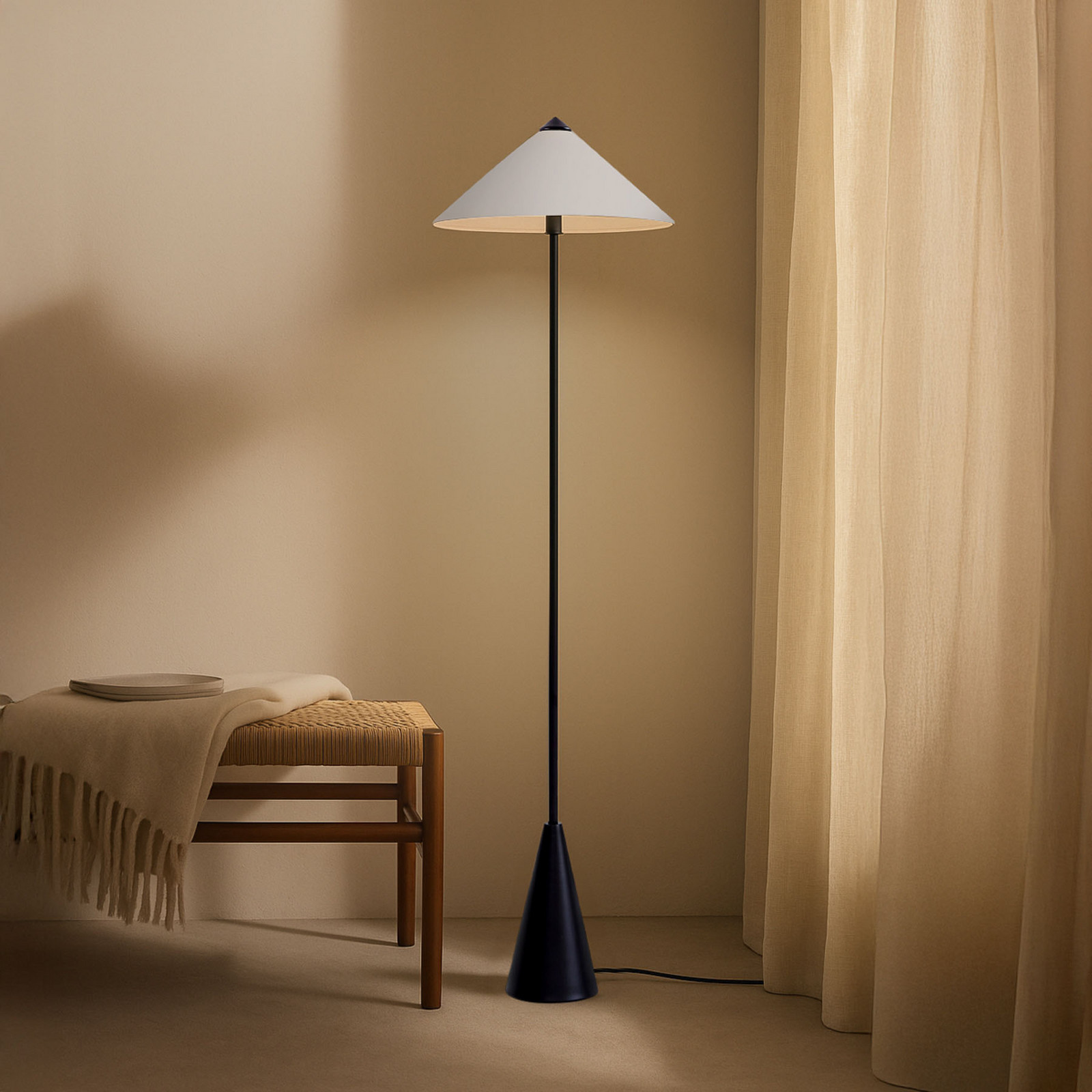 Lindby Lampadar Norvik înălțime 150 cm negru/gri metal - Camera de zi / sufragerie - Modern - negru gri deschis