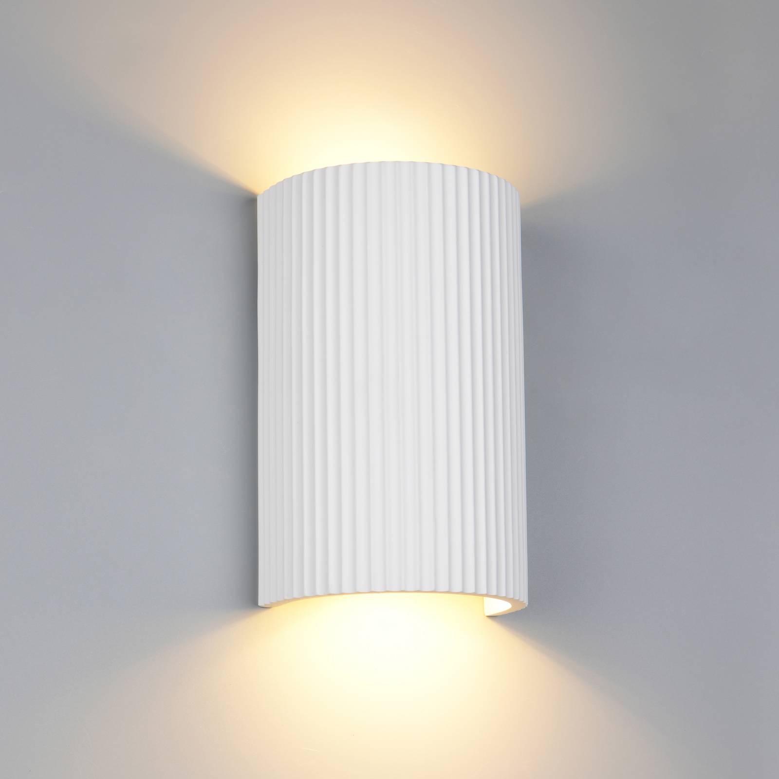 Trio Lighting Wandlamp Raposa, wit, hoogte 22 cm, gips, 2-lamps.