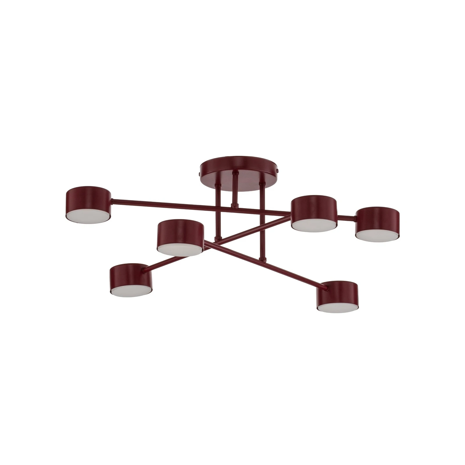 Plafondlamp HALO, donkerrood, Ø 60 cm, 6-lamps, metaal, GX53