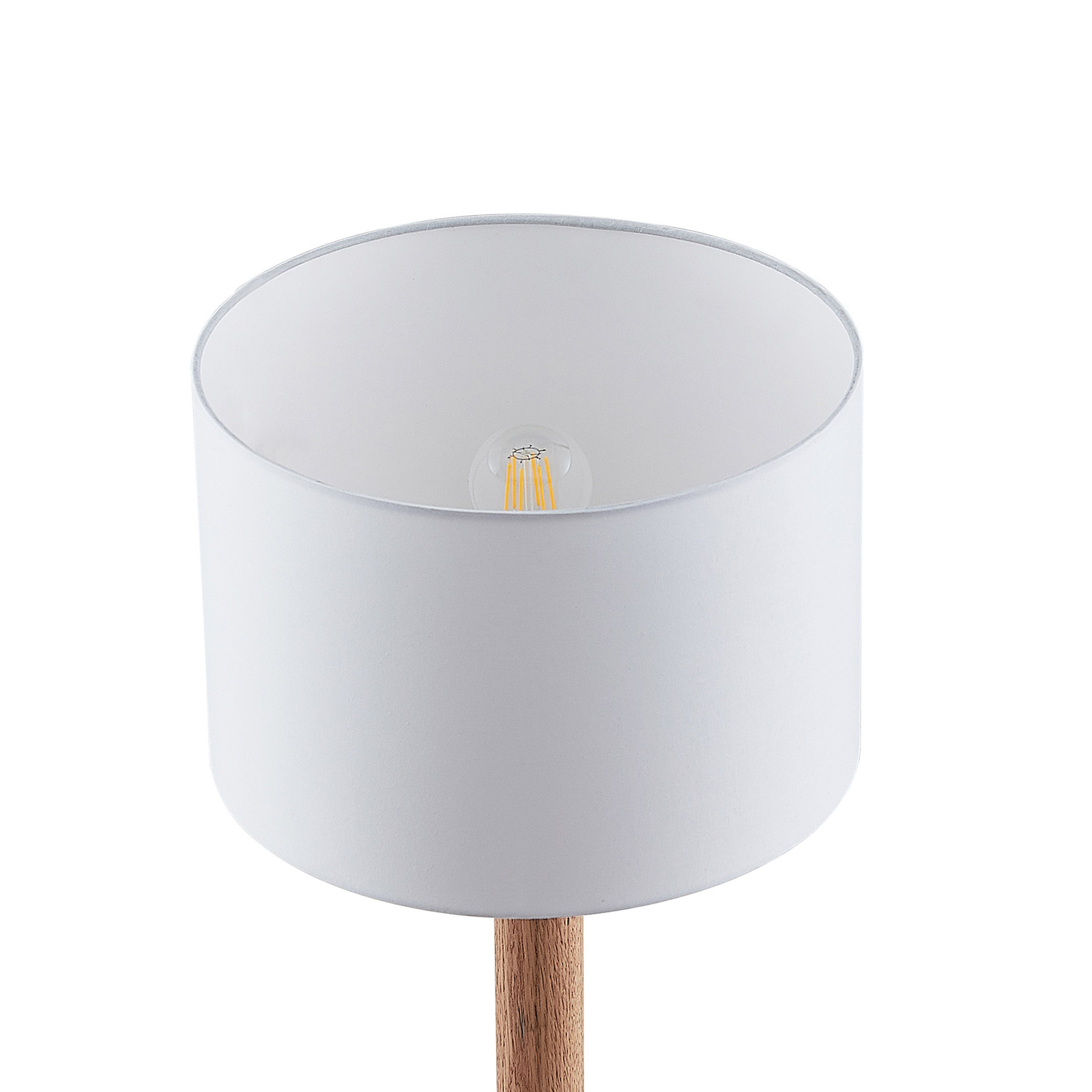Lucande Heily lampa stołowa, cylinder, 21cm, biała