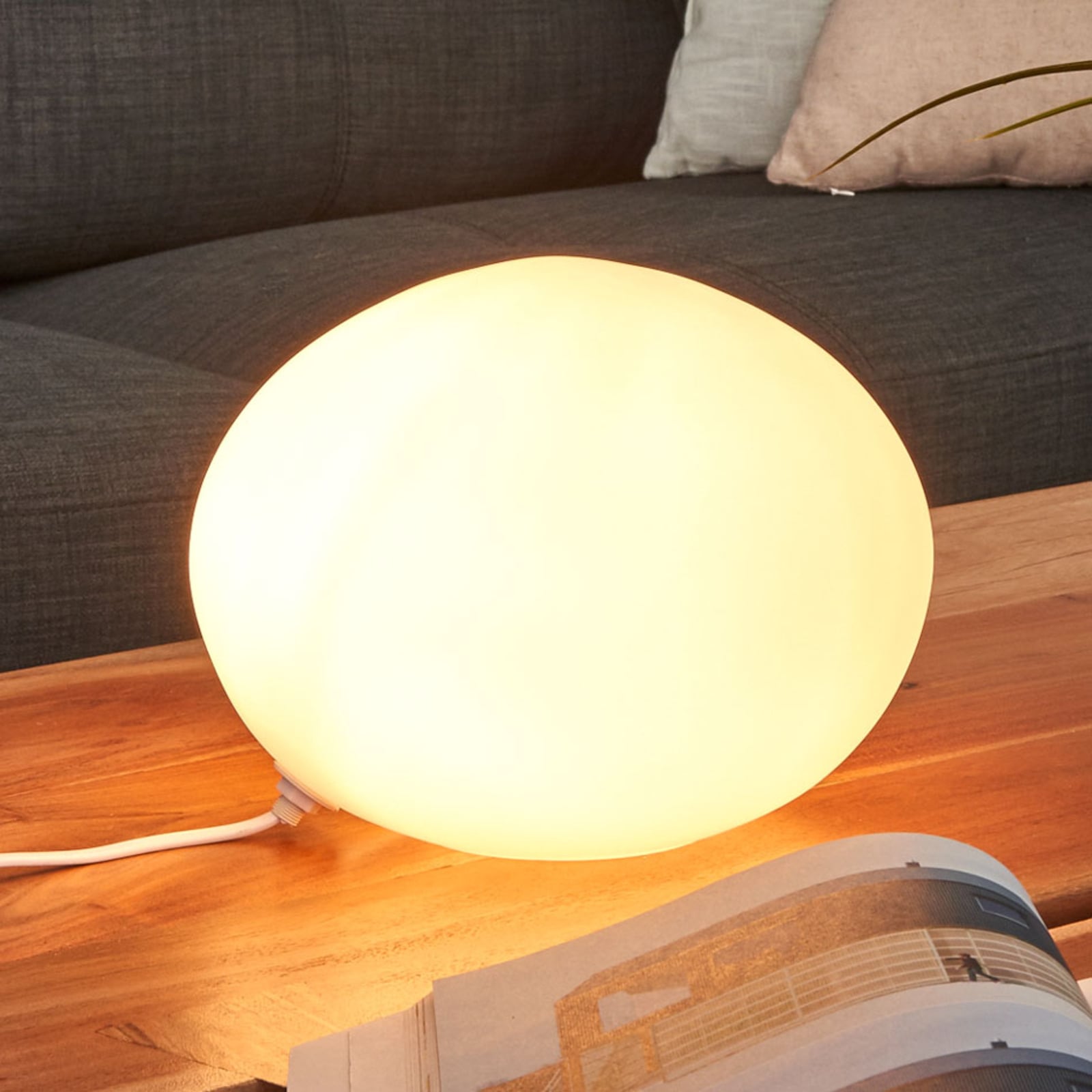 Sompex Decorative table lamp glass Oval, 24 cm diameter, for Living / Dining Room, glass, E14, 40 W, energy efficiency: A++, H: 18 cm