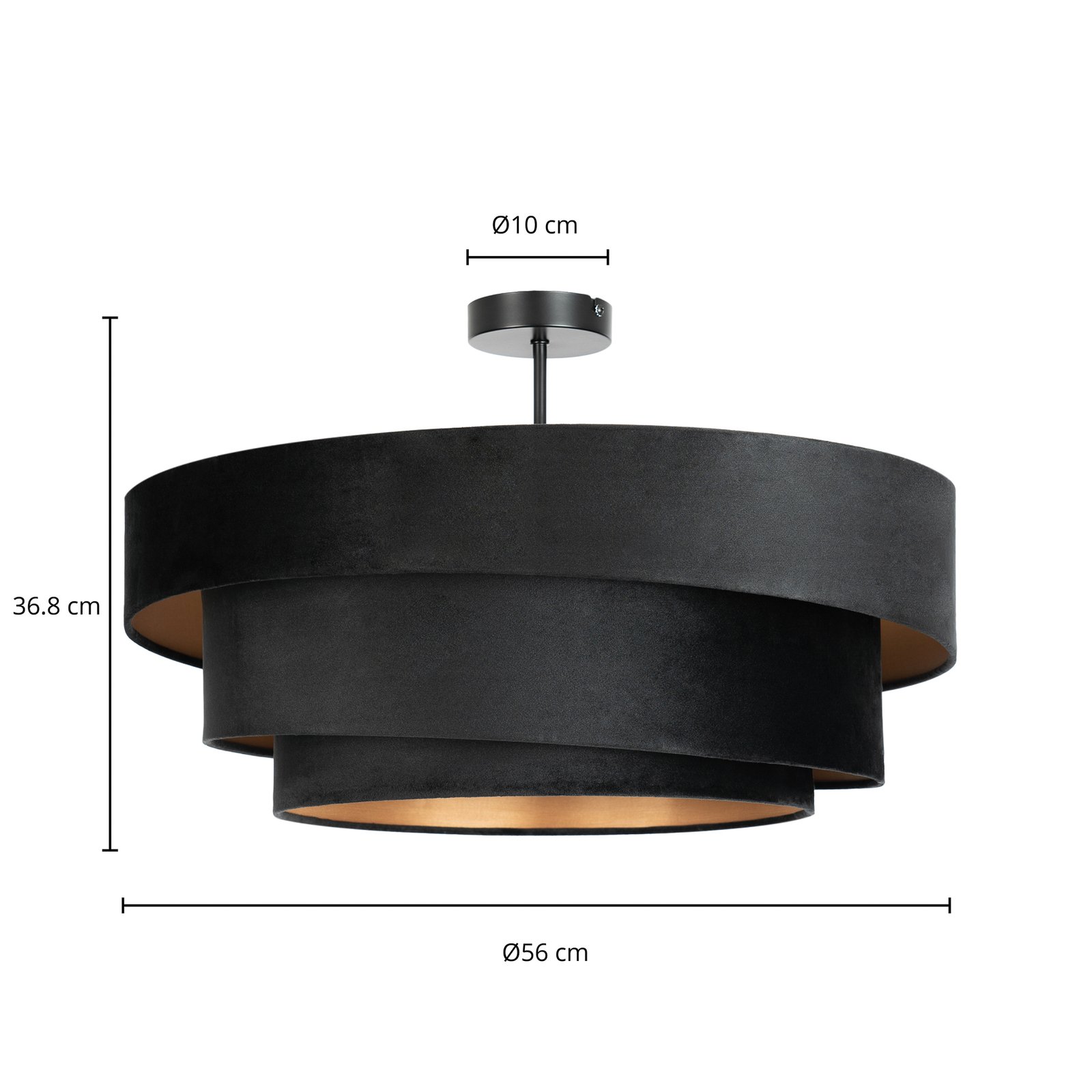 Lindby Deckenlampe Jusari, schwarz, Textil, Ø 56 cm, E27