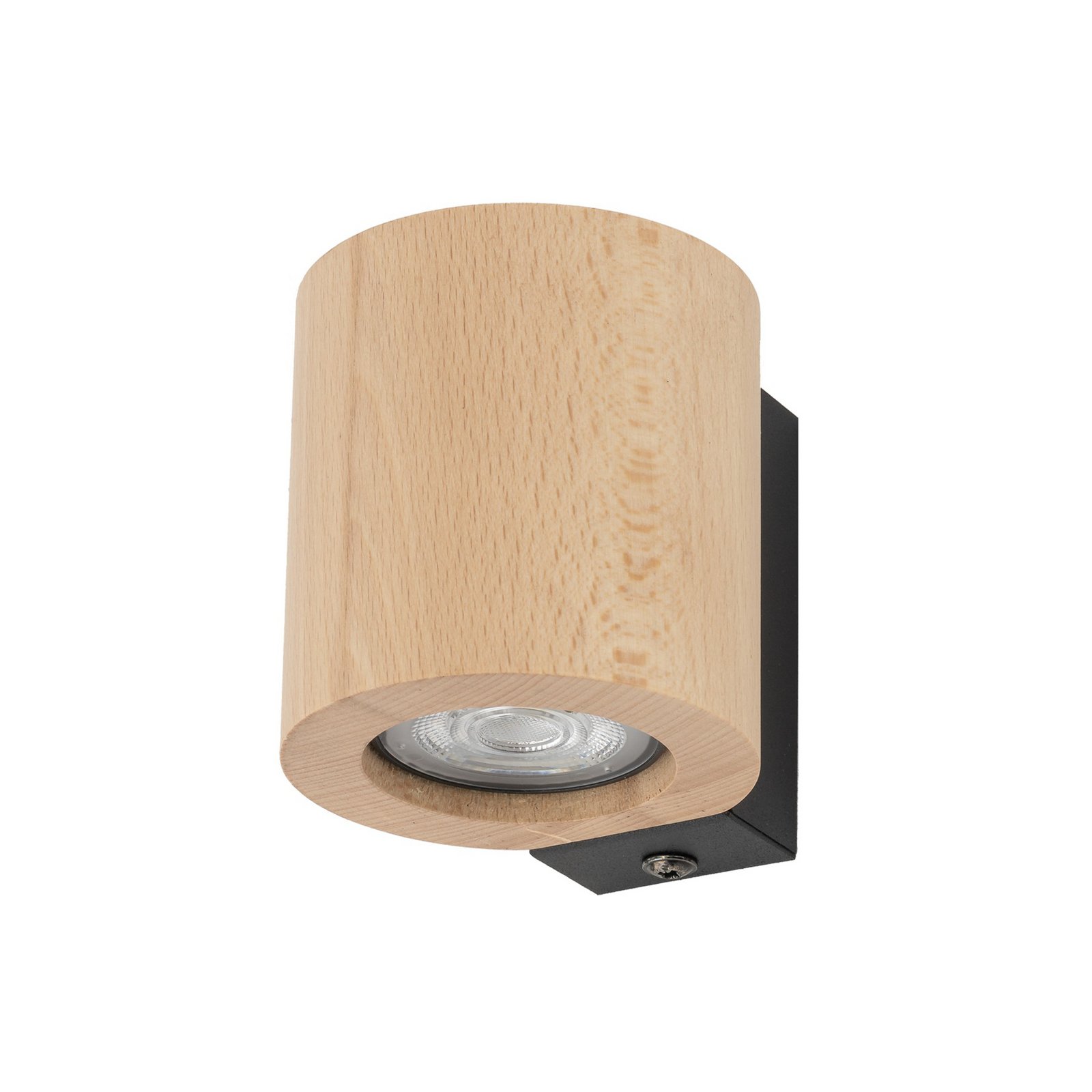 Aplique de pared Eve, haya, madera, Ø 8 cm, GU10