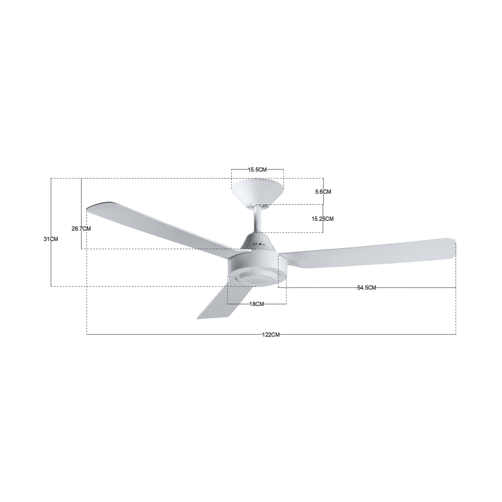 Bayside Calypso Deckenventilator weiß Ø 122cm leise - Beacon