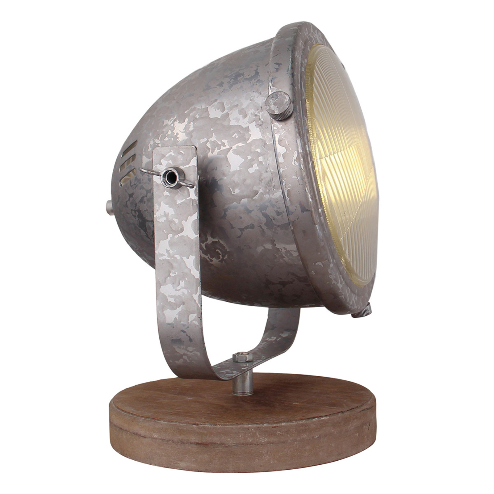 Freelight Woody table lamp, galvanised, for Living / Dining Room, metal, wood, glass, E27, 40 W, energy efficiency: A++, H: 30 cm