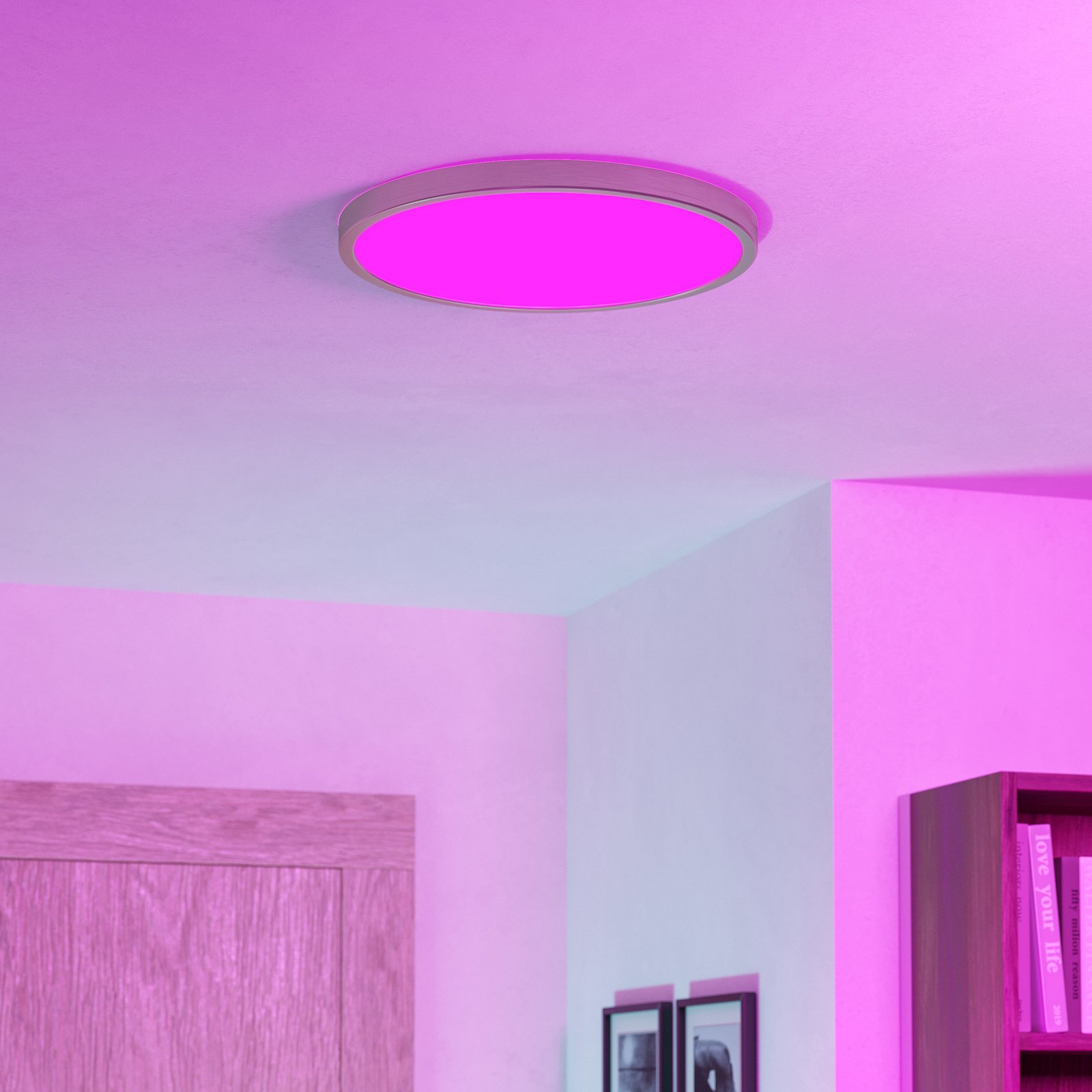 Lysekrone Edale, 6 stoffskjermer cappuccino, rund