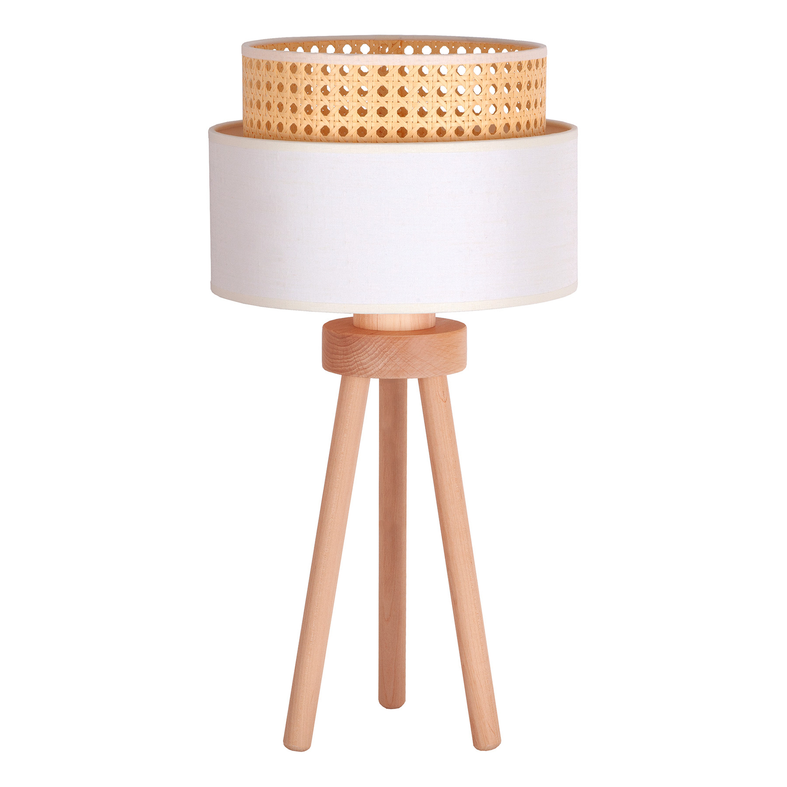 Lámpara de mesa Boho crema-blanco/ratán alto 45 cm