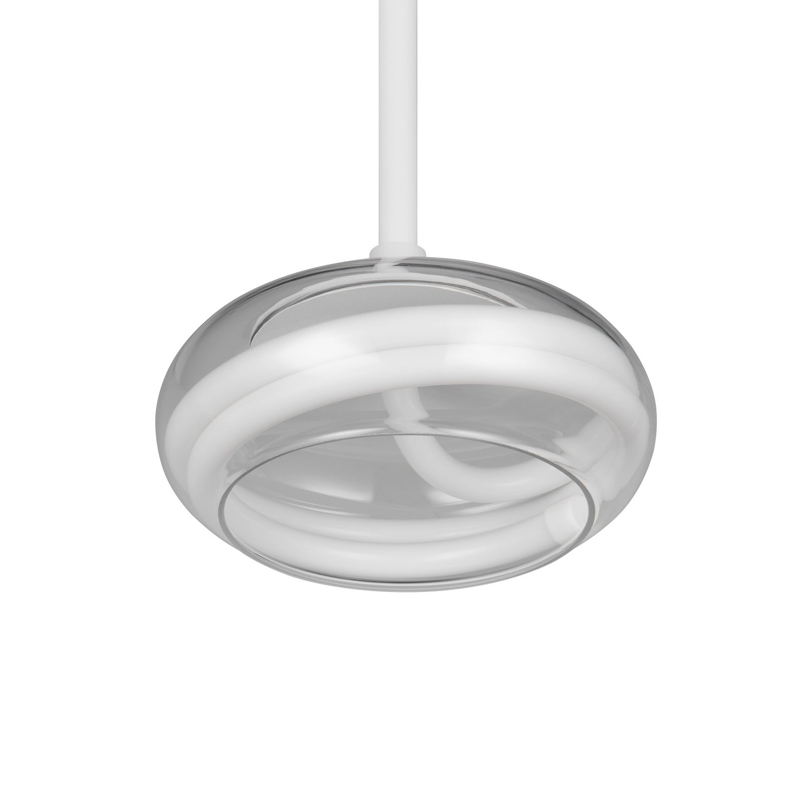 Lampada LED a sospensione Tarsia, bianco opaco, Ø 21 cm, vetro