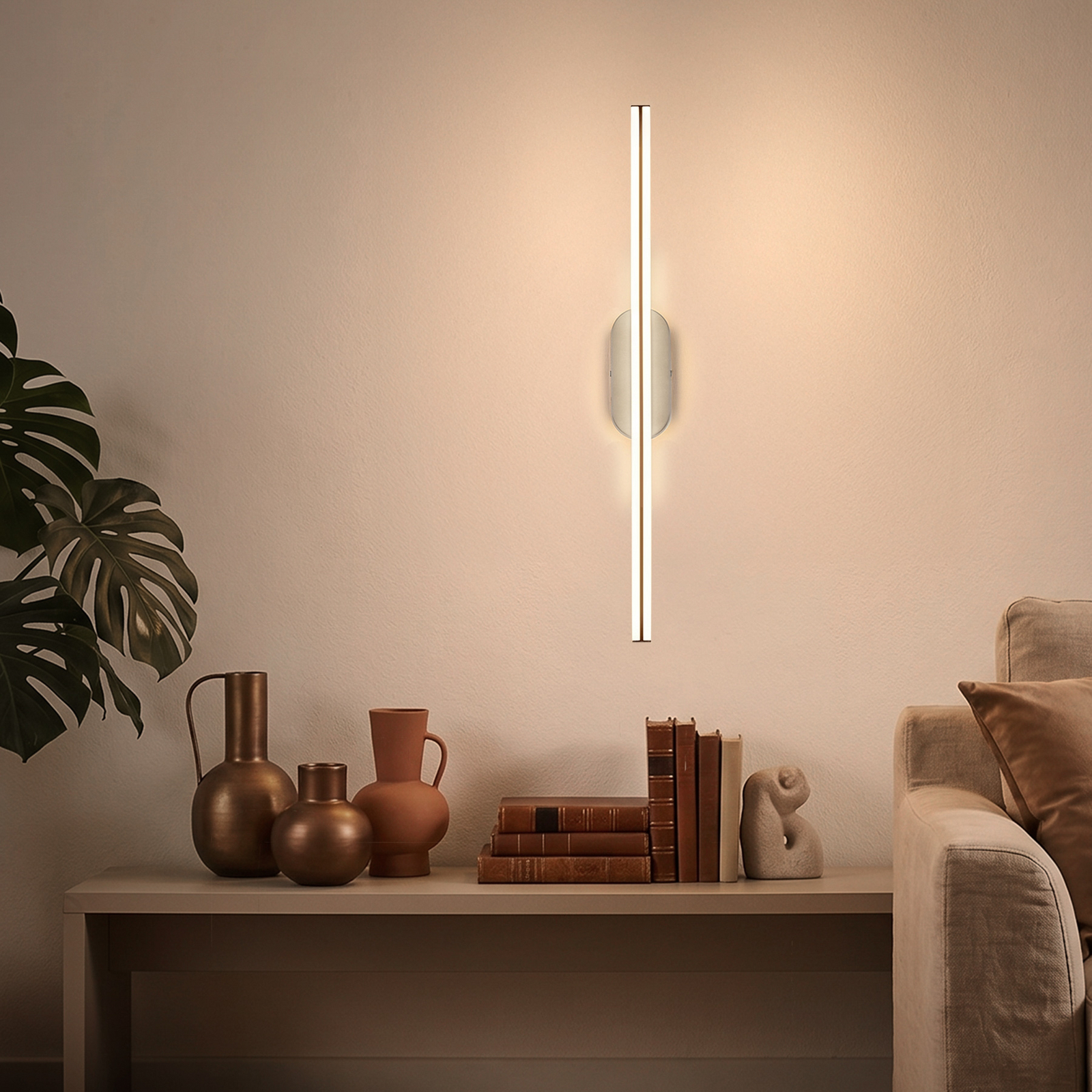 Ruth LED wall light, light grey/brown, height 60 cm, 3,000 K Ruth LED wall light, light grey/brown, height 60 cm, 3,000 K