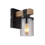 Lila wall light wooden arm and glass lampshade