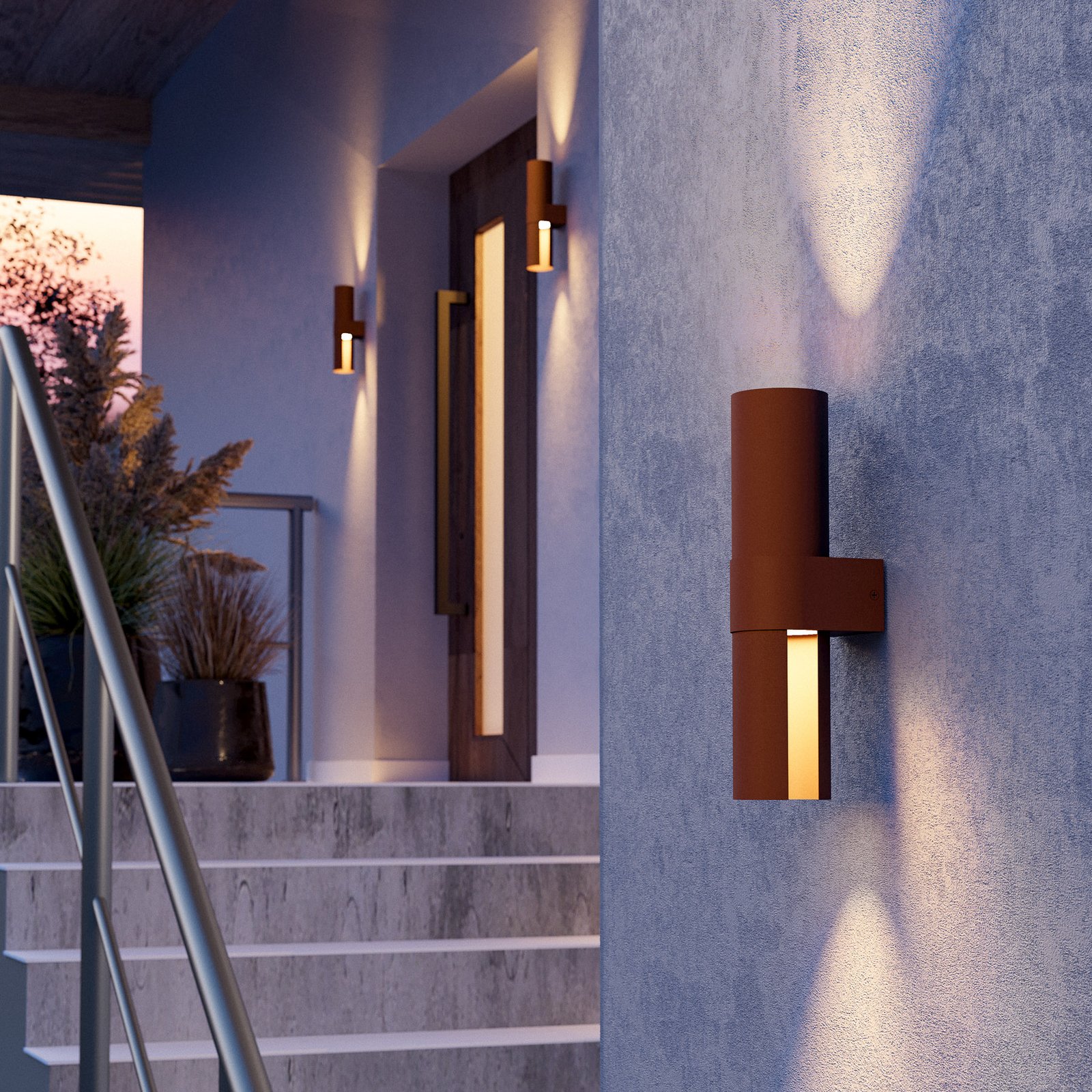 Montelauro LED vanjska zidna svjetiljka, boje hrđe, visine 32 cm, metalna