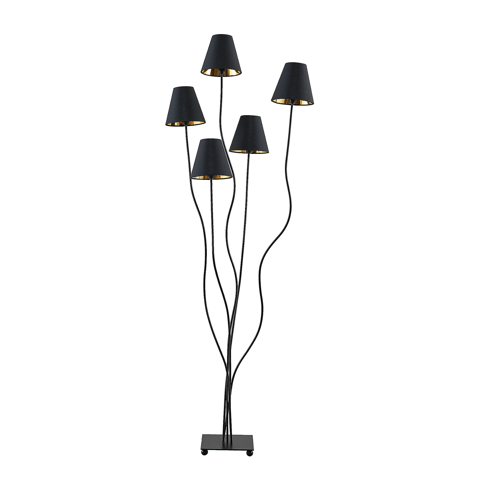 Lindby Komalie vloerlamp, 5-lamps, zwart