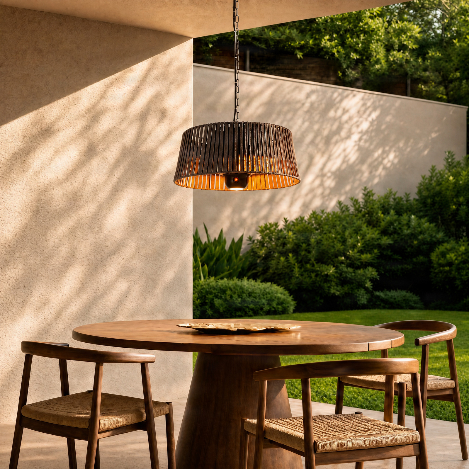 Lucande Pyravo patio heater, brown, aluminium, Ø 60 cm Lucande Pyravo patio heater, brown, aluminium, Ø 60 cm