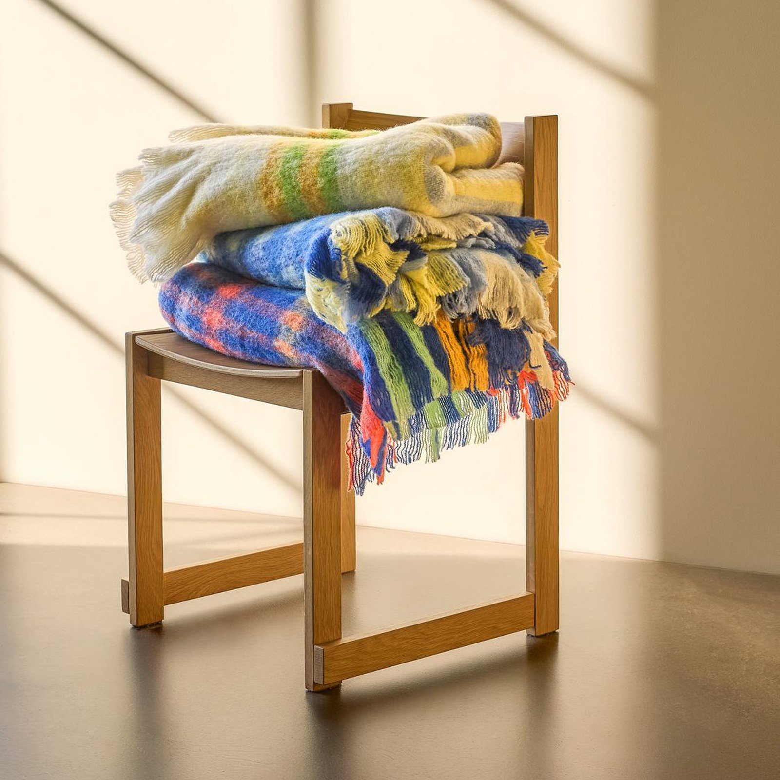 Loom Decke, blau kariert, 140x200 cm - HÜBSCH