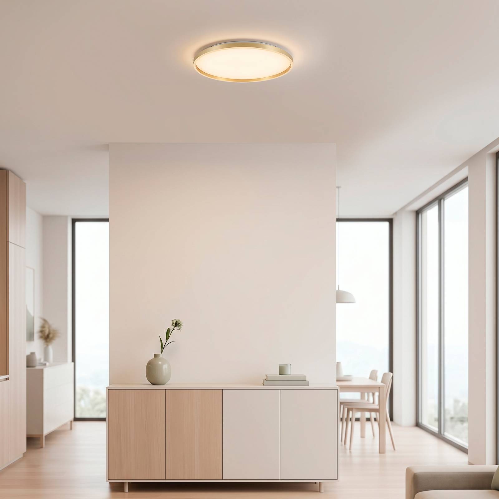 Lampa sufitowa LED Madlen, w kolorze złotym, Ø 60 cm, aluminium, 3000 K,