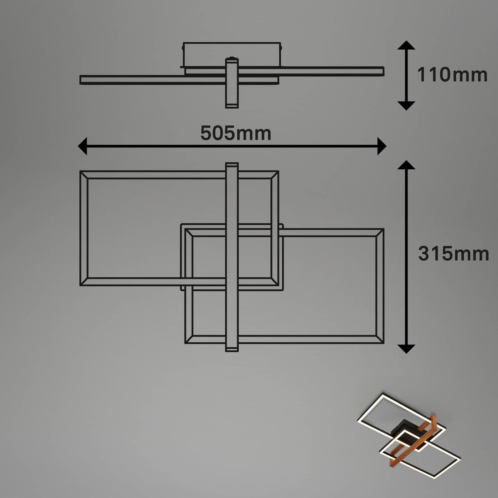 LED-Deckenleuchte 3776015 zweiflammig mit Holz günstig online kaufen