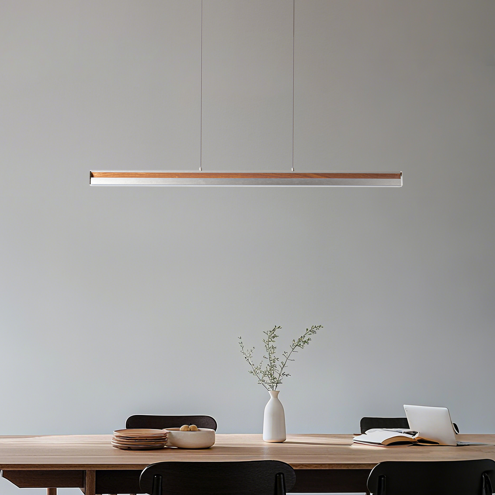Lucande LED-Hängeleuchte Lutana, rosegold/holzfarben, 101 cm