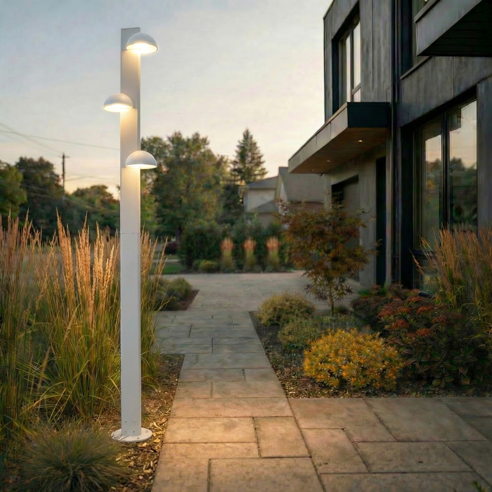 Lampa de exterior cu LED Lucande Velira gri deschis 220 cm cu 3 becuri - Modern - gri deschis alb - Metal