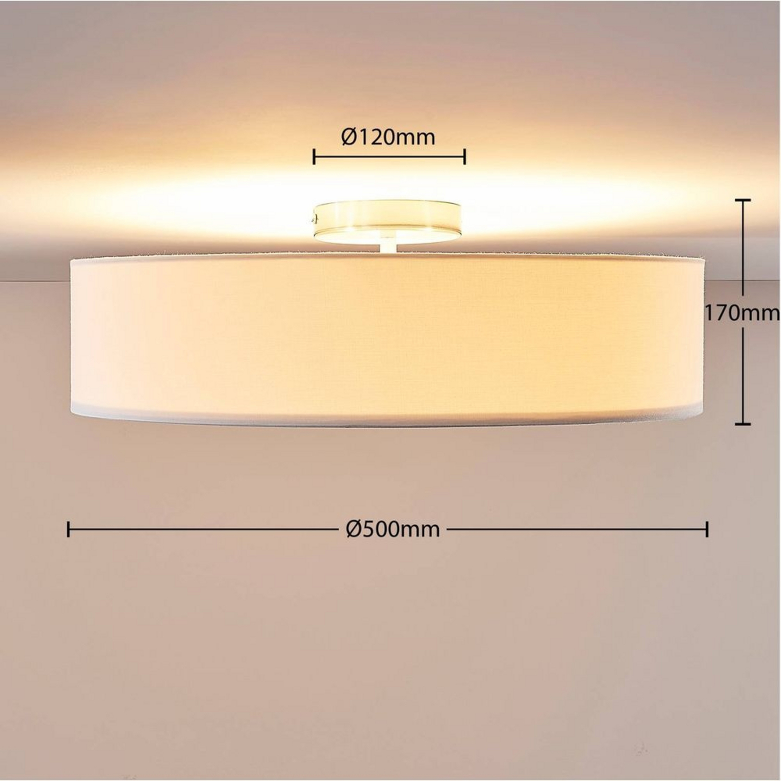 Sebatin Ceiling Lamp Ø50 White/Nickel - Lindby