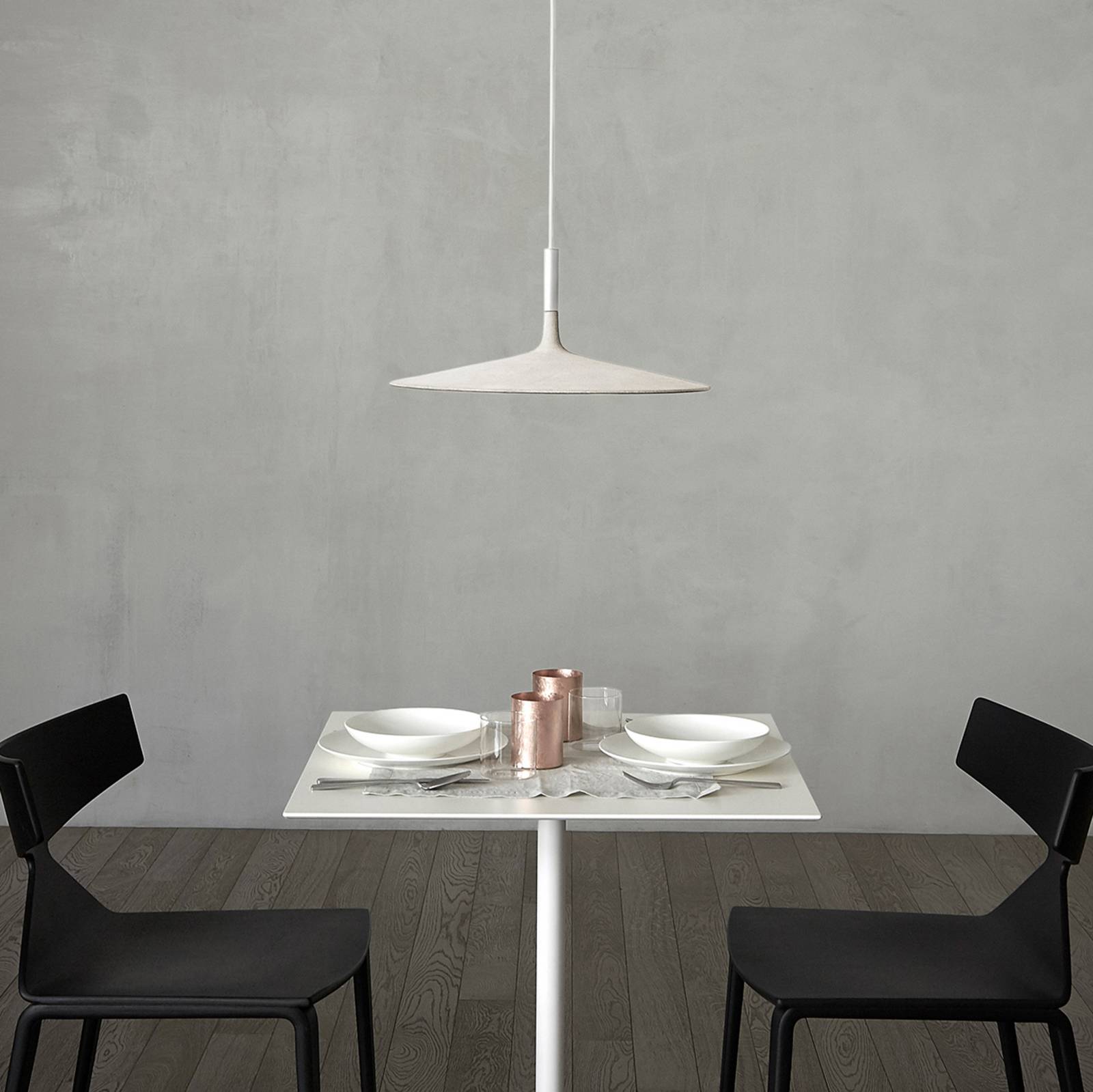 FOSCARINI Foscarini MyLight Aplomb large hanging lamp white, for Kitchen, handcast concrete, aluminium, 11.7 W, energy efficiency: A+, H: 20 cm