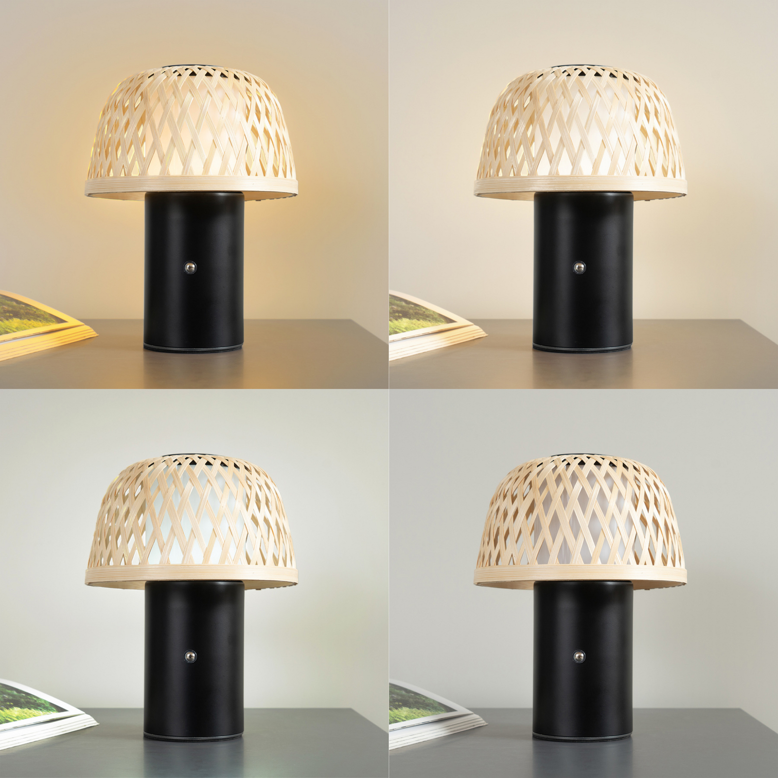 Nifelia LED Portable Table Lamp Dim. CCT Wood/Black - Lindby