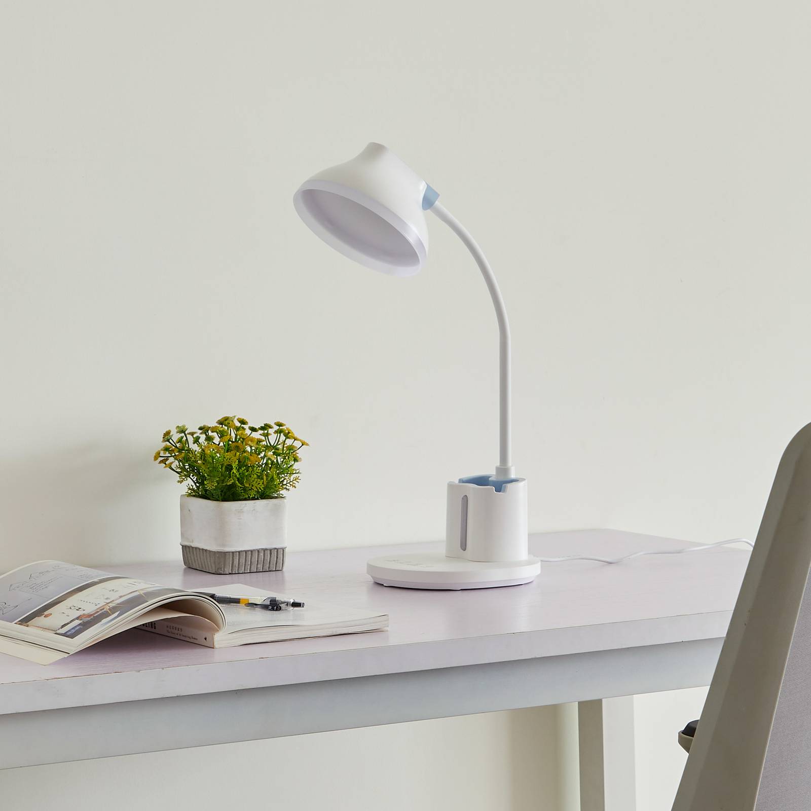 Zdjęcia - Lampa stołowa Lindby  LED Zephyra, biały, CCT, ściemniana 