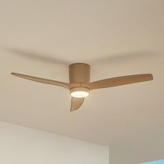 Ventilador de techo LED Lucande Sorin, beige, DC, silencioso, IP44