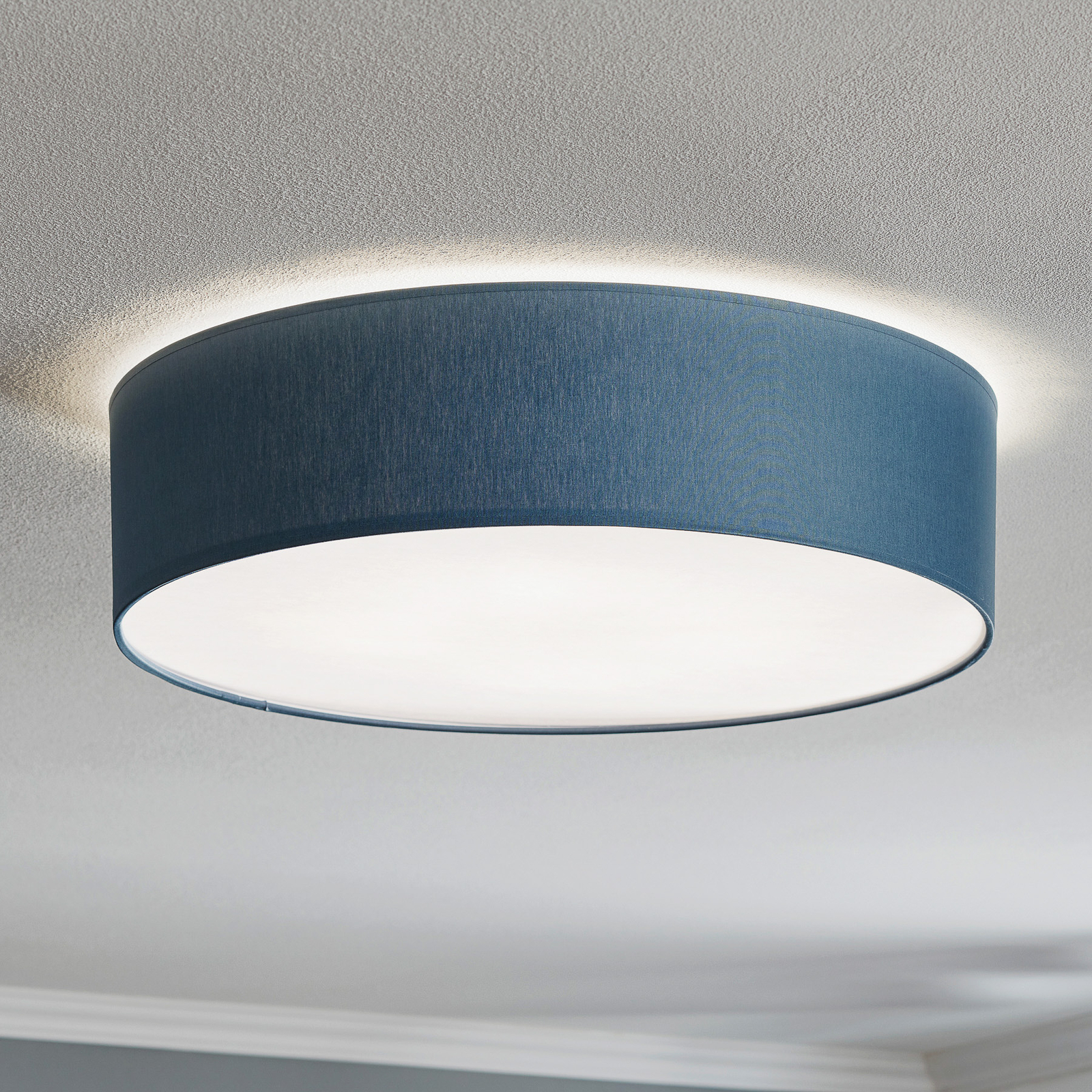 Deckenleuchte Rondo aus Textil, blau
