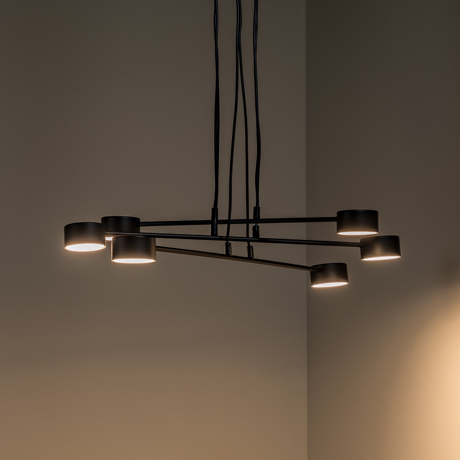 Modus 6 hanglamp, staal, 6-lamps, GX 53, zwart